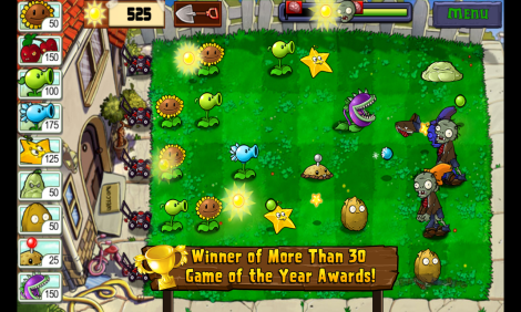 Plants vs Zombie game play screen